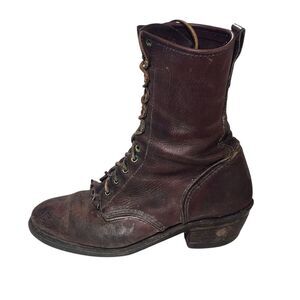 Georgia Kiltie Boots Mens Size 8 M Brown Leather Western Worn Lace Up